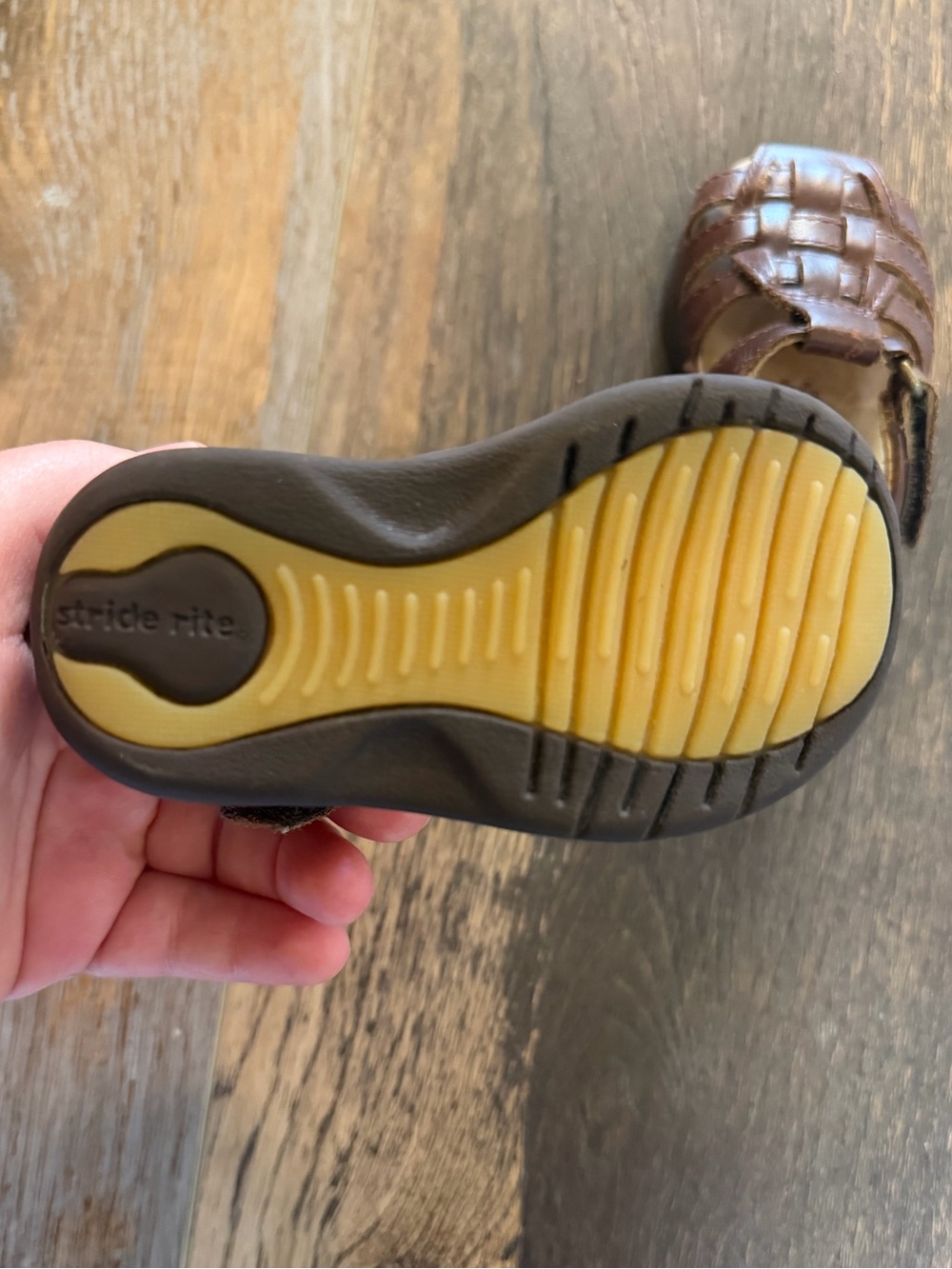 Stride Rite Brown Leather Baby Guppy Fisherman Sandals Size 3M - Picture 3 of 5